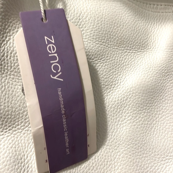 NWT.~Zency 100% Leather White Shoulder bag/ Tote/ Satchel/ Handbag - Picture 9 of 9